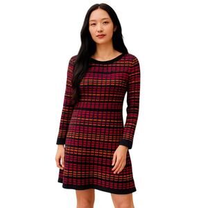 Laundry By Shelli Segal Wool Metallic Knit Sweater Dress Long Sleeve Size M NWOT